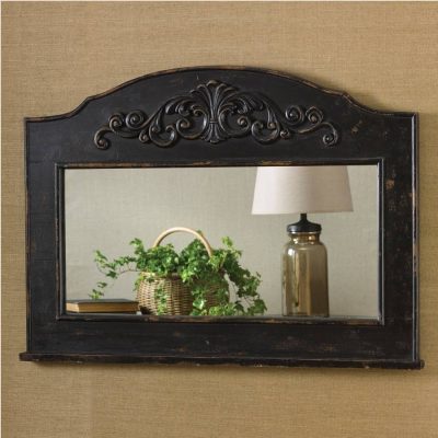 Aged Black Mantle Top Mirror - Special Order