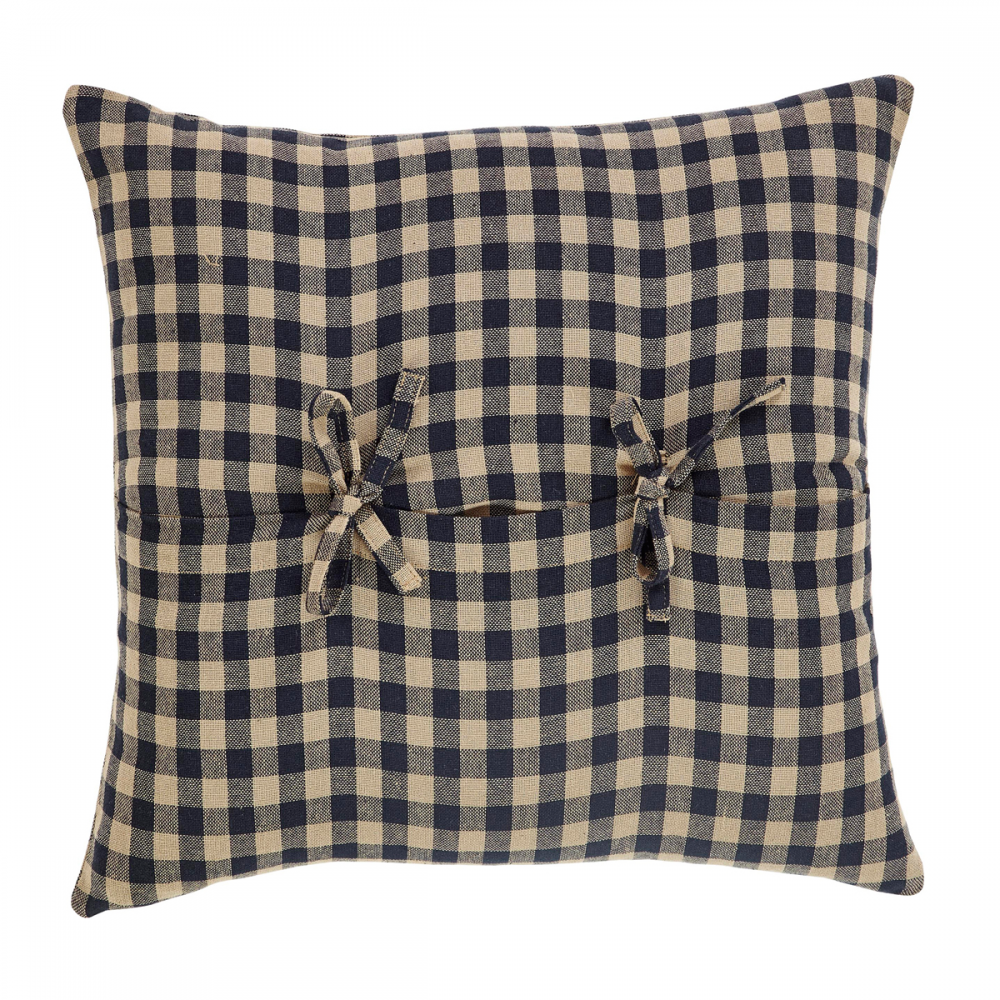 Black Check Filled Pillow - 16" - Image 3