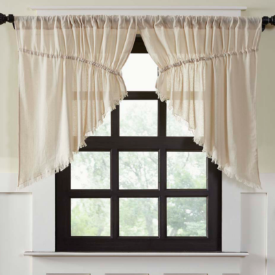 tobacco cloth natural prairie swag 36" farmhouse draped pointed valance