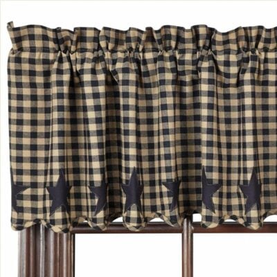 black check and star scalloped valance farmhouse window topper