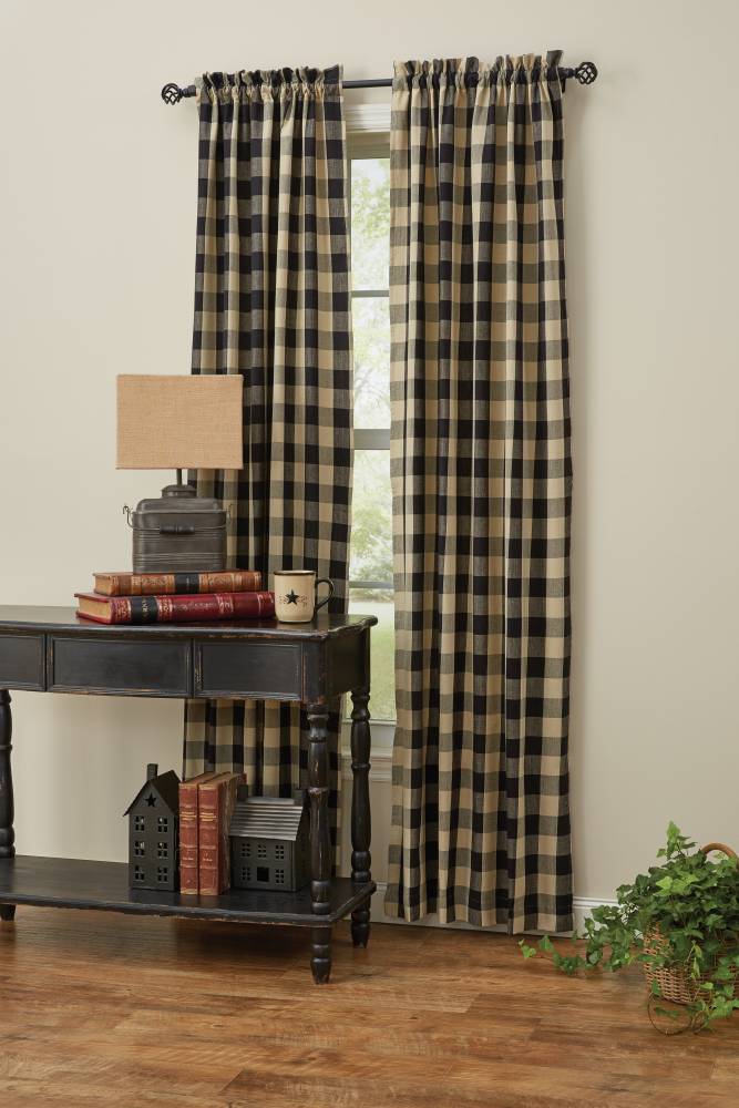 Country Style Curtains Wicklow Black Lined Drapes 84