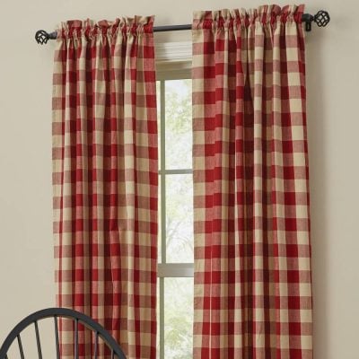 wicklow barn red panels 63" set of two farmhouse drapes
