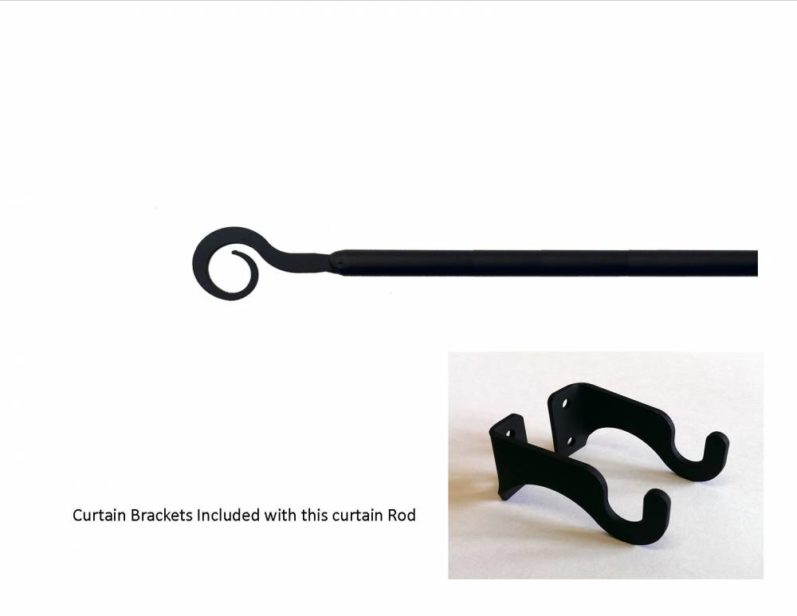 Curl Wrought Iron Curtain Rod w/ Bracket Hardware Small Piper Classics