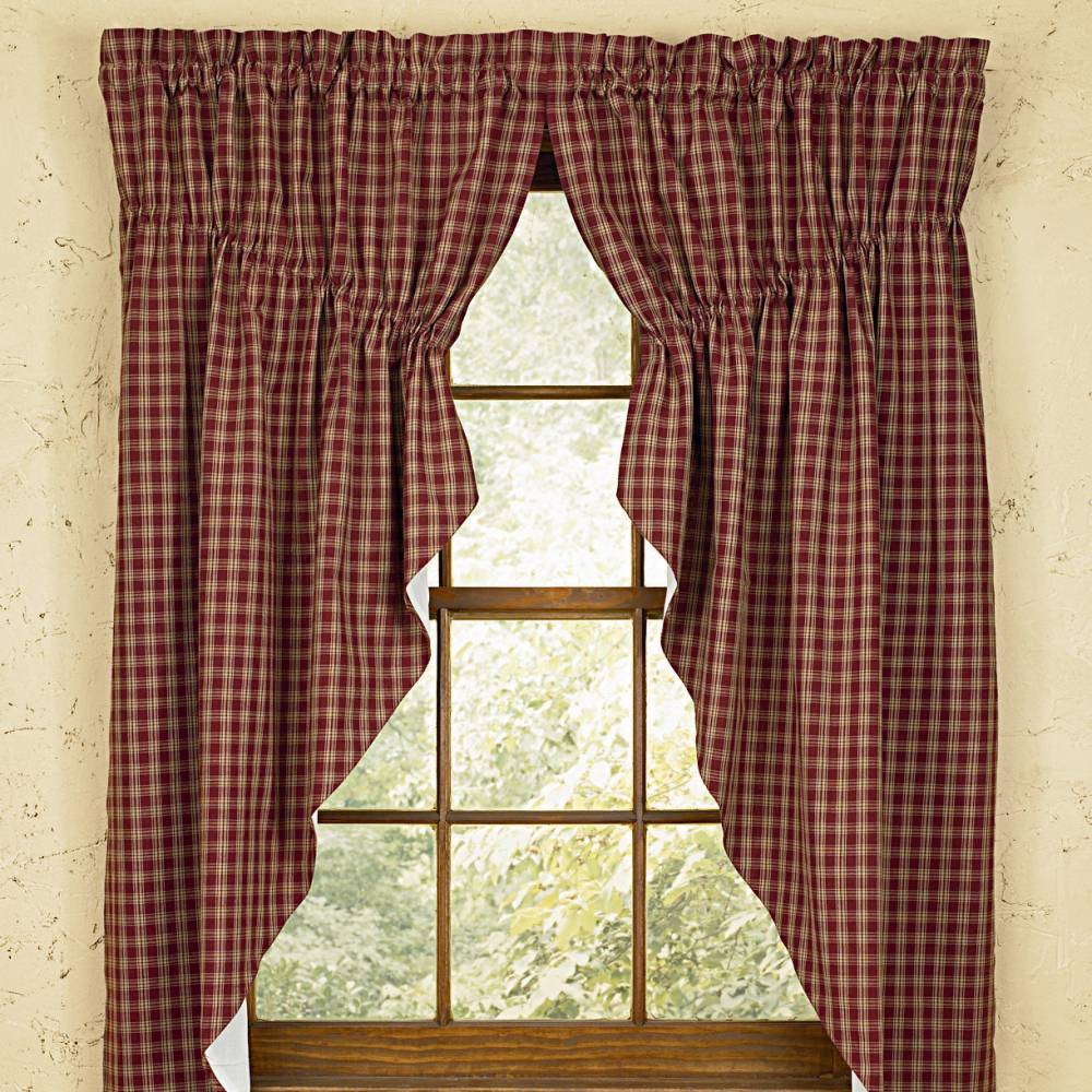 Country Prairie Curtains Sturbridge Wine Gathered Swags 63