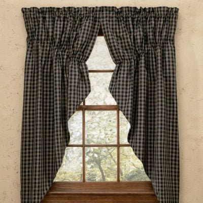 sturbridge black gathered swag farmhouse draped pointed valance