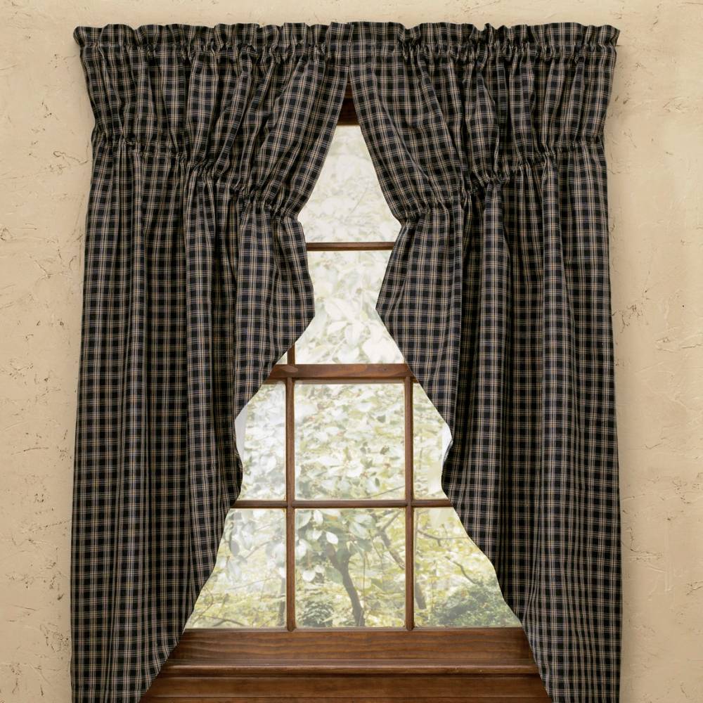 Country Prairie Curtains Sturbridge Black Gathered Swags 63
