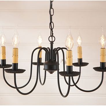 Sheraton 6 Arm Chandelier In Black Piper Classics 8228