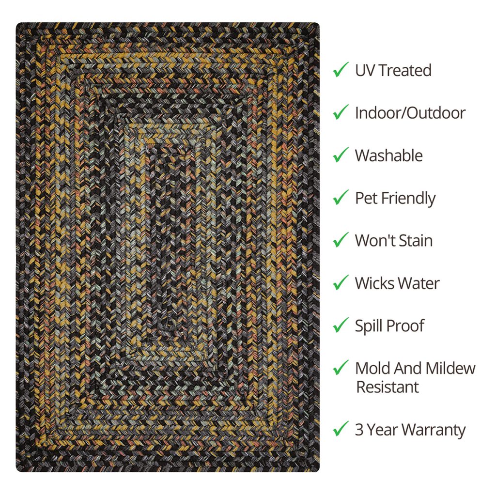 Country Ultra-Durable Stain Resistant Olefin Rugs - Black Forest