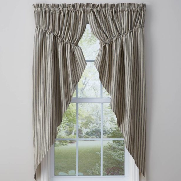 Dover Ticking Lined Gathered Swags Piper Classics