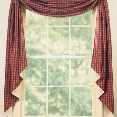 sturbridge wine fishtail swag farmhouse draped pointed valance