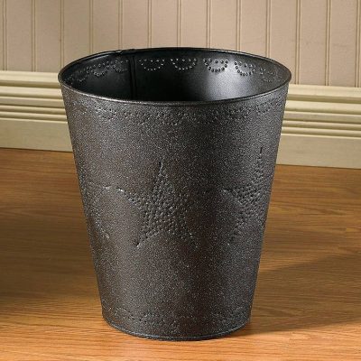 Star Punched Waste Basket - Black