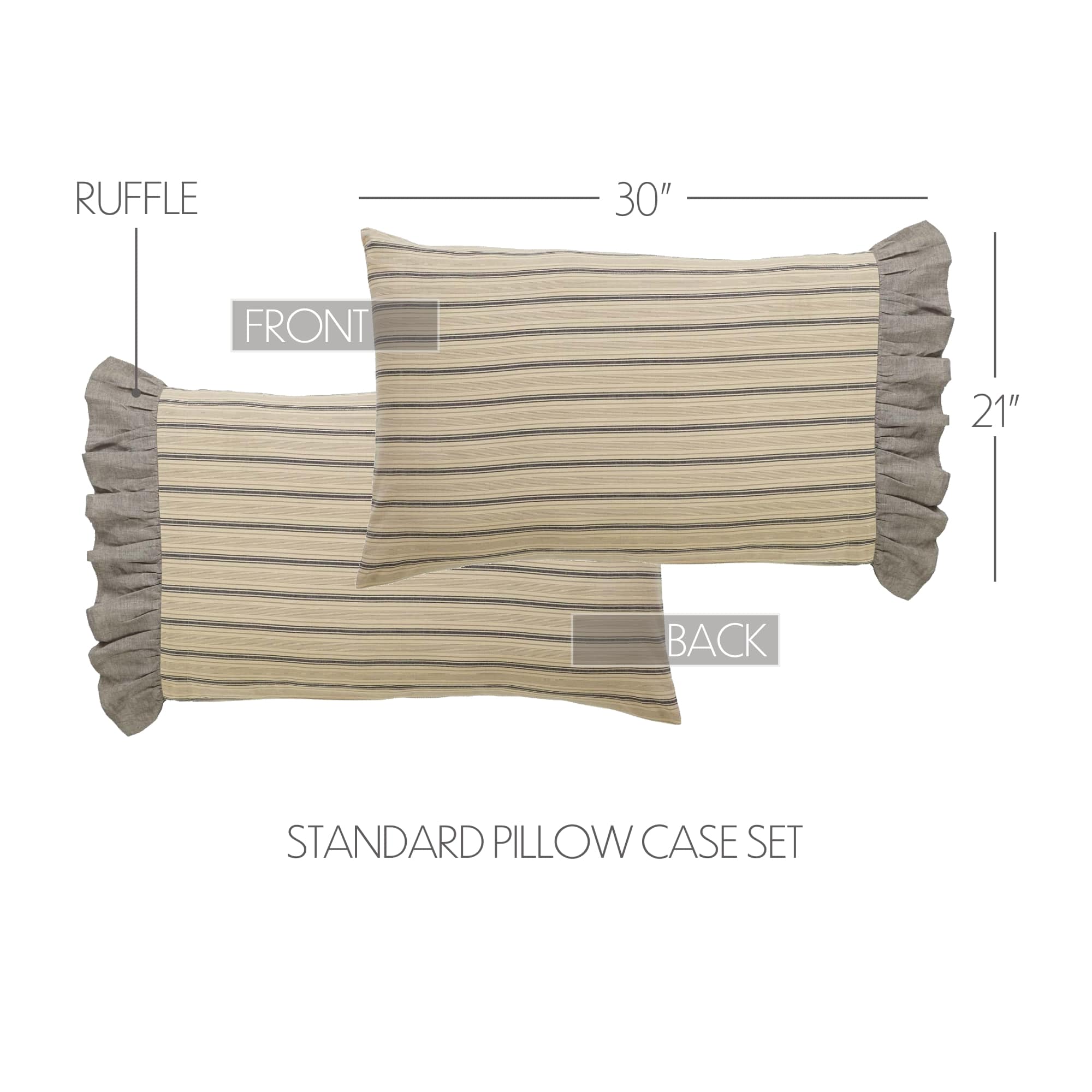 Sawyer Mill Charcoal Ruffled Pillow Case - Set/2 - Image 3