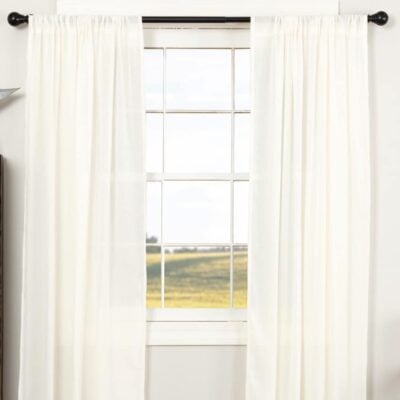 tobacco cloth antique white drapes 84" set of two farmhouse window panels