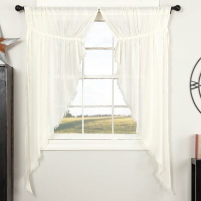 tobacco cloth antique white prairie curtain 63" farmhouse curtains