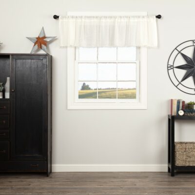 tobacco cloth antique white valance 72" farmhouse window topper