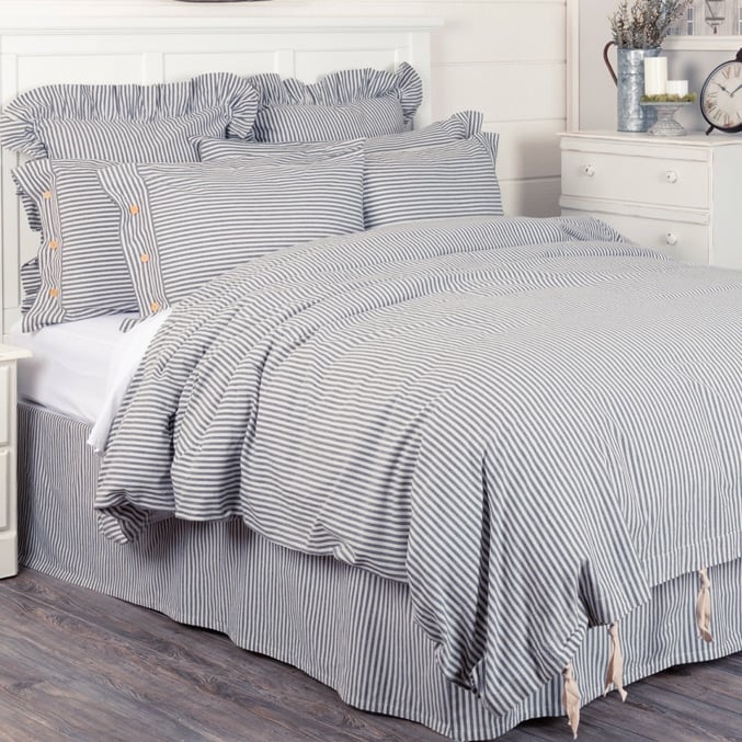 Farmhouse Ticking Blue Duvet Cover King Piper Classics