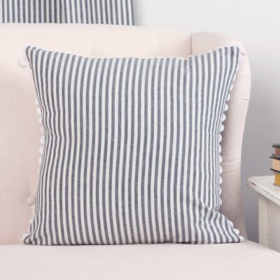 farmhouse ticking blue 18" x 18" pillow cover farmhouse pillowcase