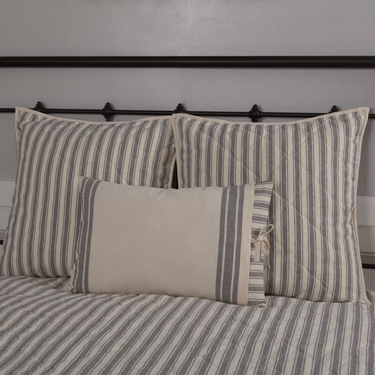 Market Place Gray Ticking Stripe Quilt King Piper Classics