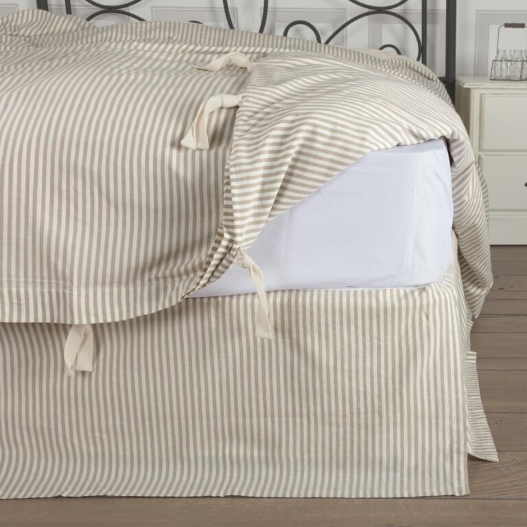 Farmhouse Ticking Taupe Bed Skirt King Piper Classics