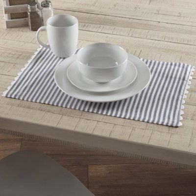 Farmhouse Ticking Blue Placemats, Set/4