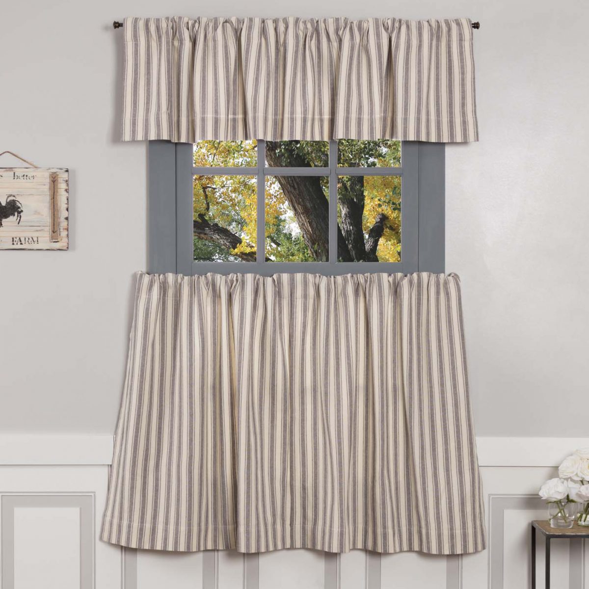 Market Place Gray Ticking Stripe Valance 72" - Image 4