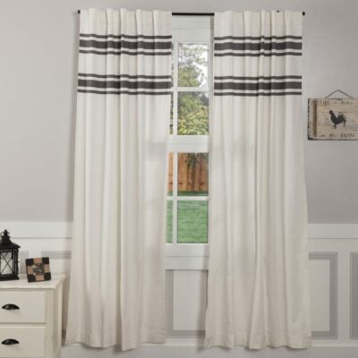 silo hill charcoal stripe drape panels 84" set of two farmhouse drapes