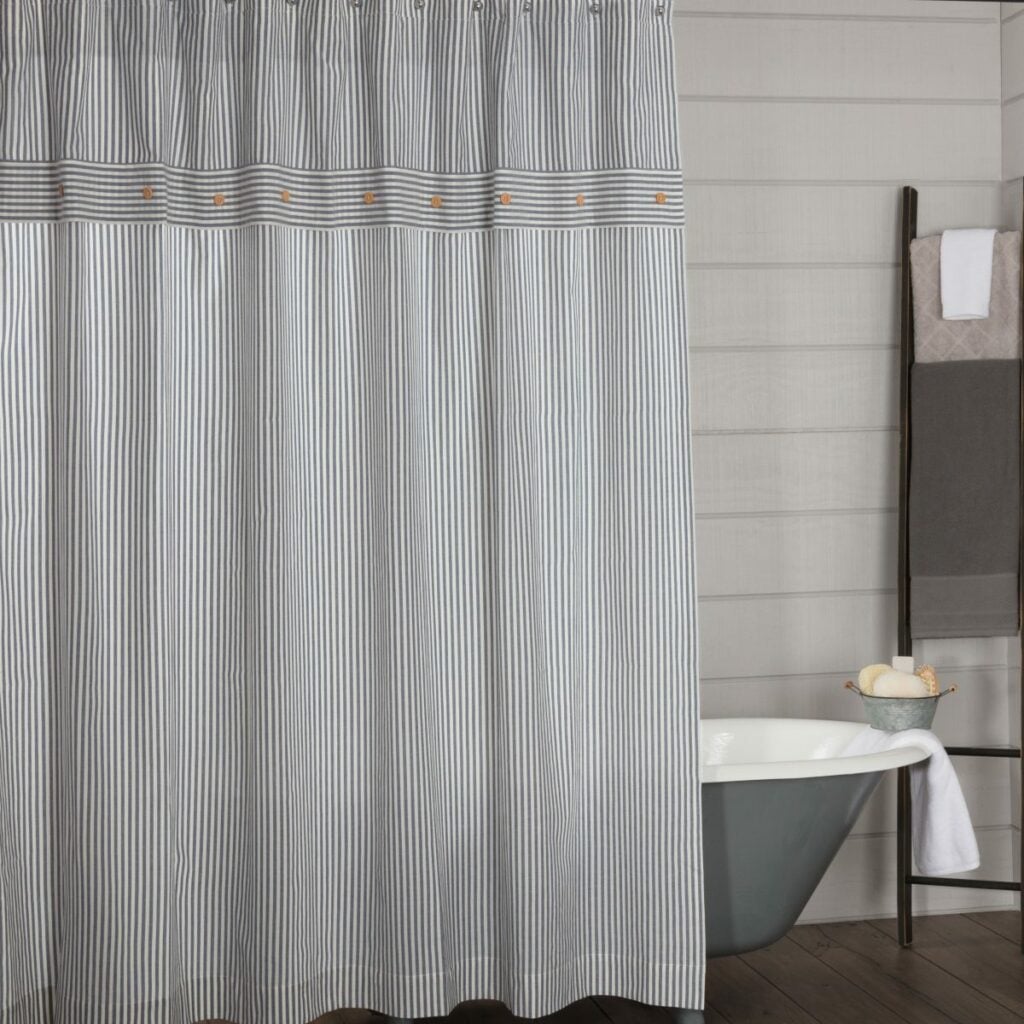 Farmhouse Ticking Blue Shower Curtain Farmhouse Ticking Blue Collection