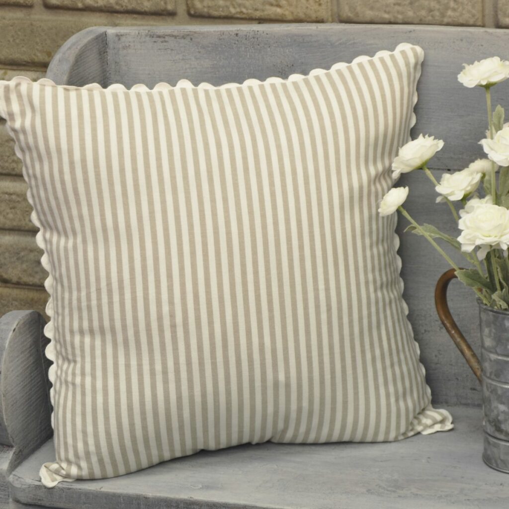 Farmhouse Ticking Taupe 18" x 18" Pillow Cover Throw Pillow Collection