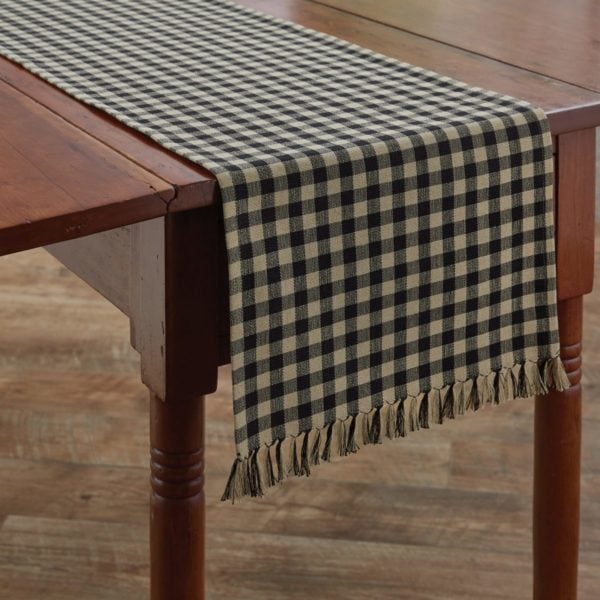 Gingham Black Table Runner - 54"