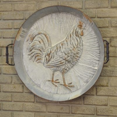 Embossed Rooster Round Tray