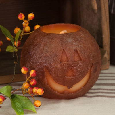 Jack-O-Lantern Round LED Candle