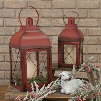 Red Metal Lanterns - S/2