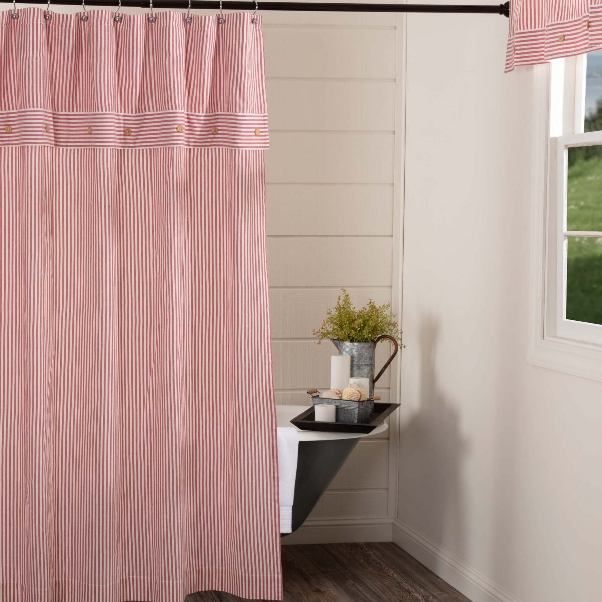 red shower curtain liner plastic