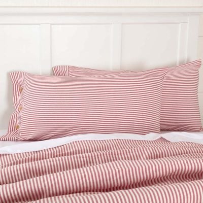 farmhouse ticking red sham farmhouse pillow cover