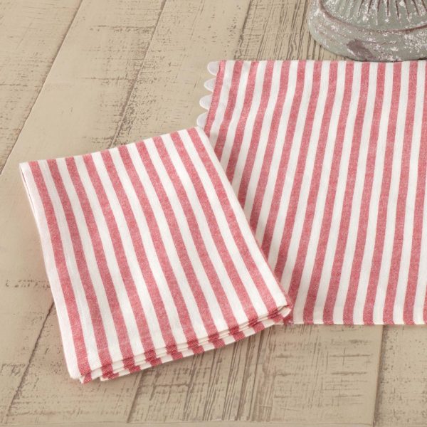 Valentine Cotton Fabric Vintage Striped Ticking Fabric Red Heart