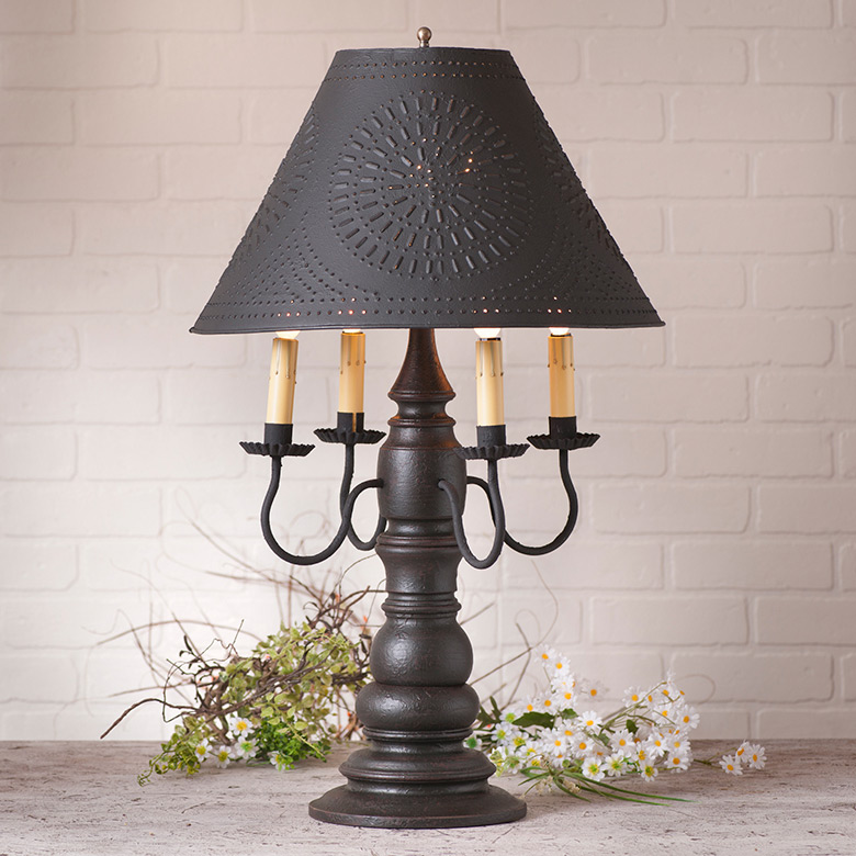Bradford Lamp in Americana Black with Textured Metal Shade Piper
