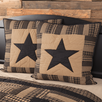black check star quilted euro sham farmhouse pillow cover