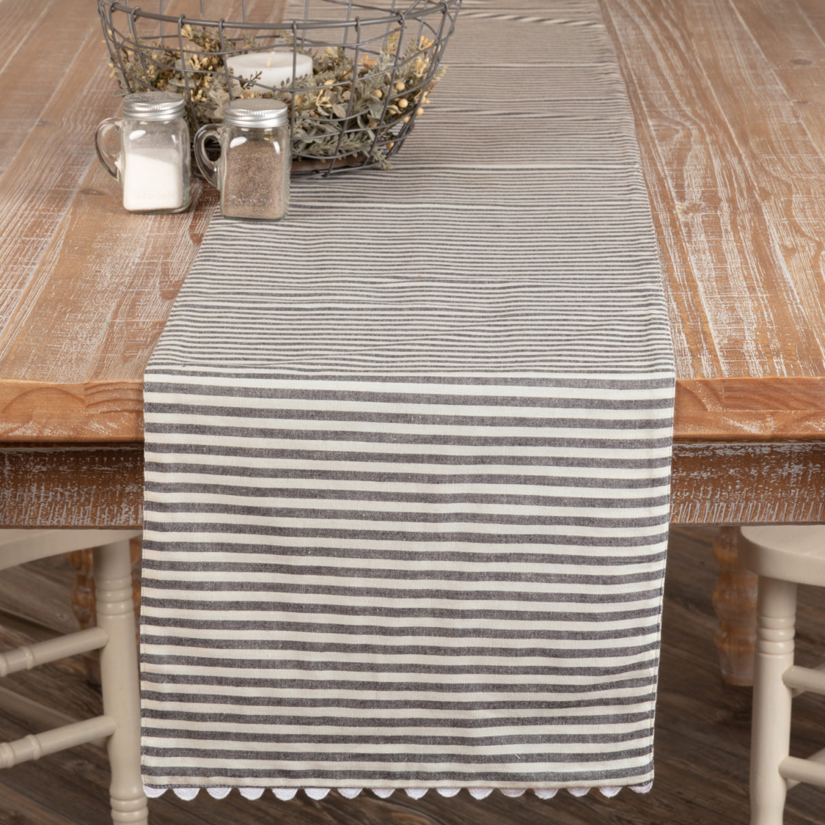 Farmhouse Ticking Gray Runner - 54\, image size:1200x1200
