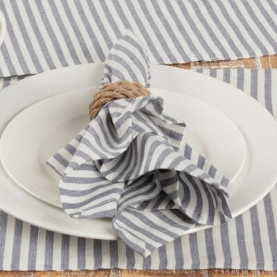 Farmhouse Ticking Blue Napkins, Set/4