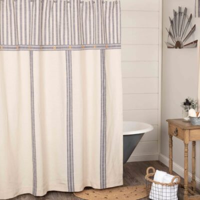Market Place Blue Shower Curtain
