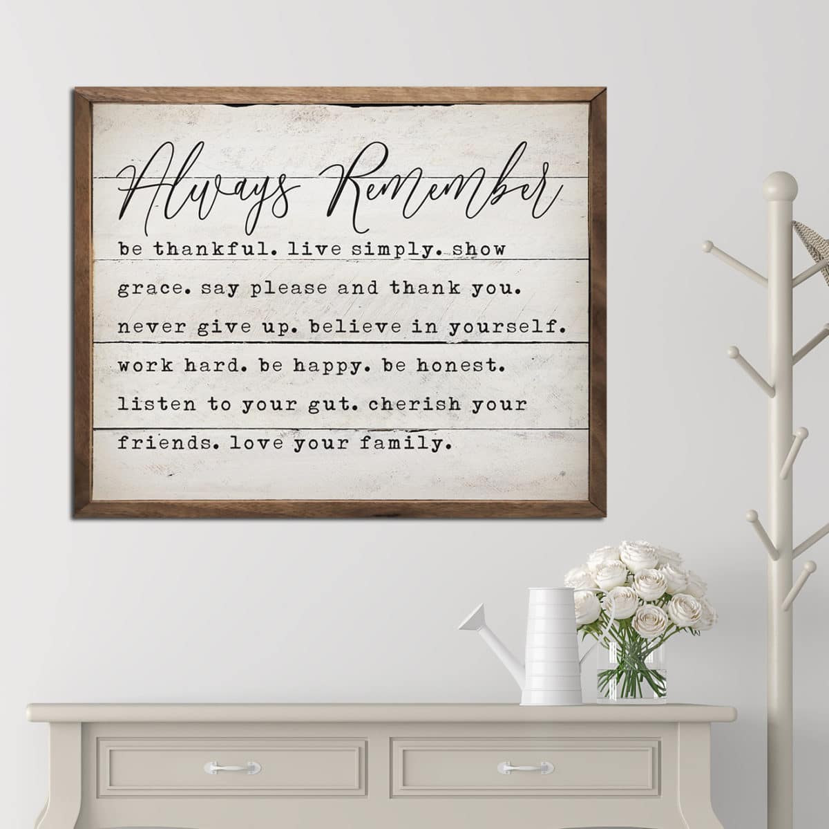 always remember wooden hanging sign