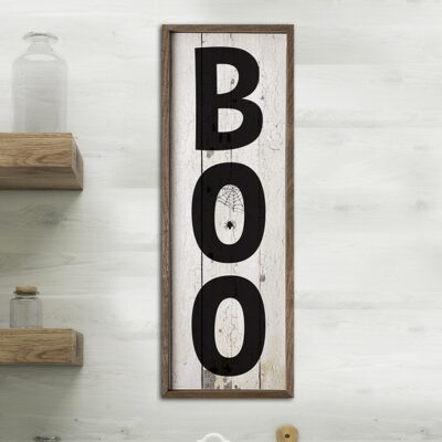 Distressed BOO Wooden Sign - Choose Black or White