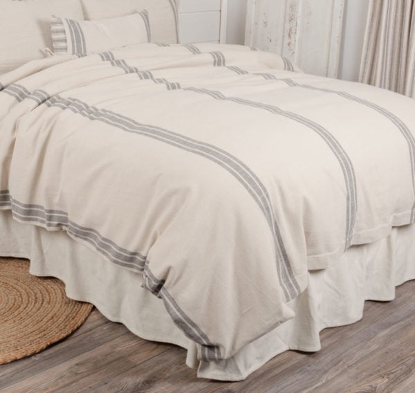 Market Place Gray Grain Sack Stripe Duvet Cover King Piper
