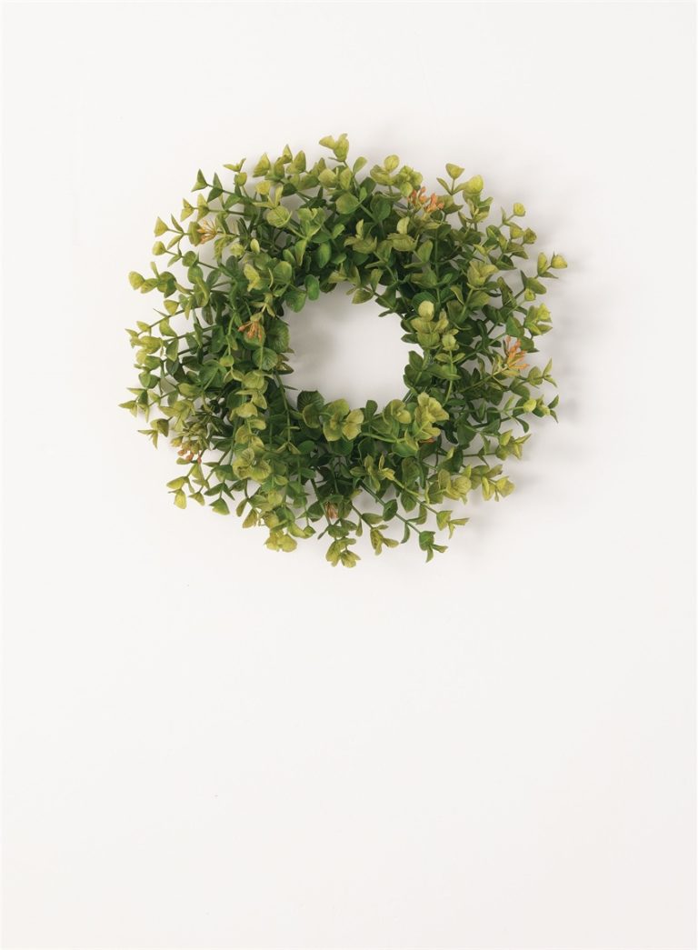 CWI New England Boxwood Candle Ring Wreath - Faux 5 Inch Green - Farmhouse Decor