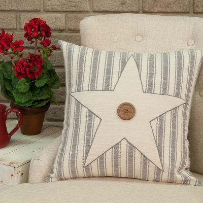 Ticking Stripe Star 18" x 18" Pillow Cover