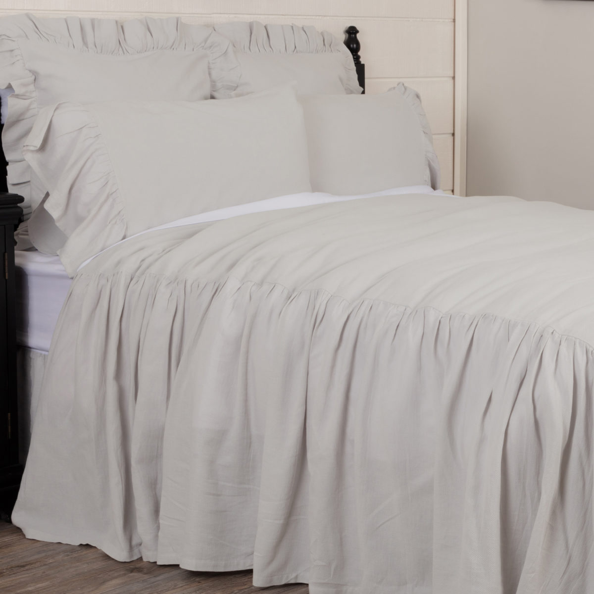Annabelle Gray Ruffled Bedspread - Twin 