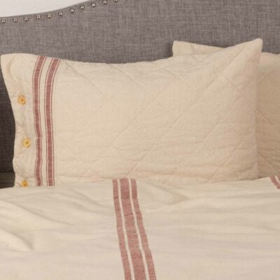mp red grain sack stripe quilted sham farmhouse pillow cover