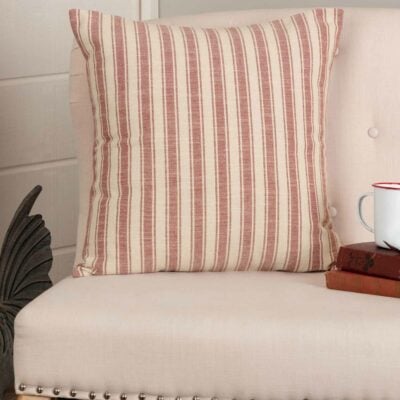 market place red ticking stripe 20" x 20" pillow cover farmhouse pillowcase