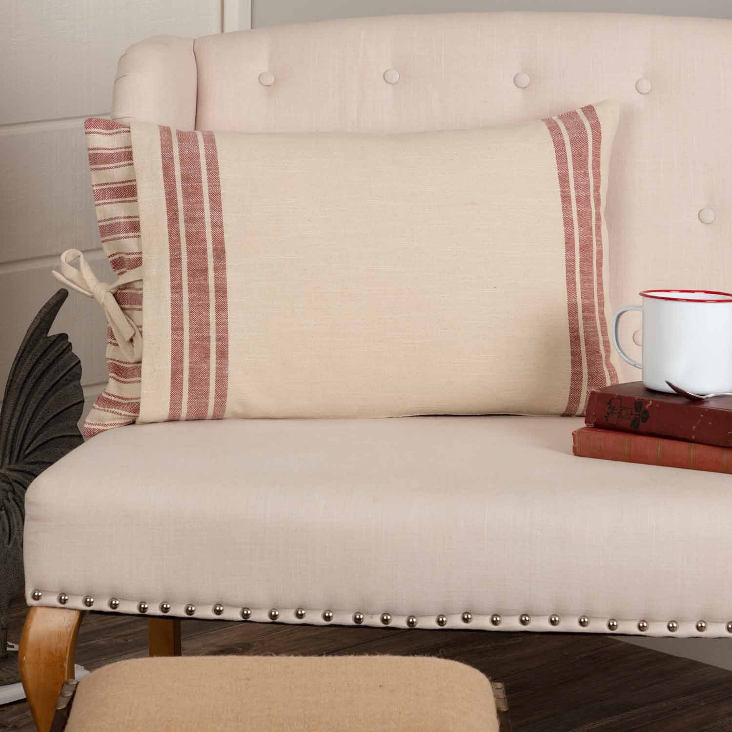 15" Blue & Cream Striped Ticking Cushion Cover 