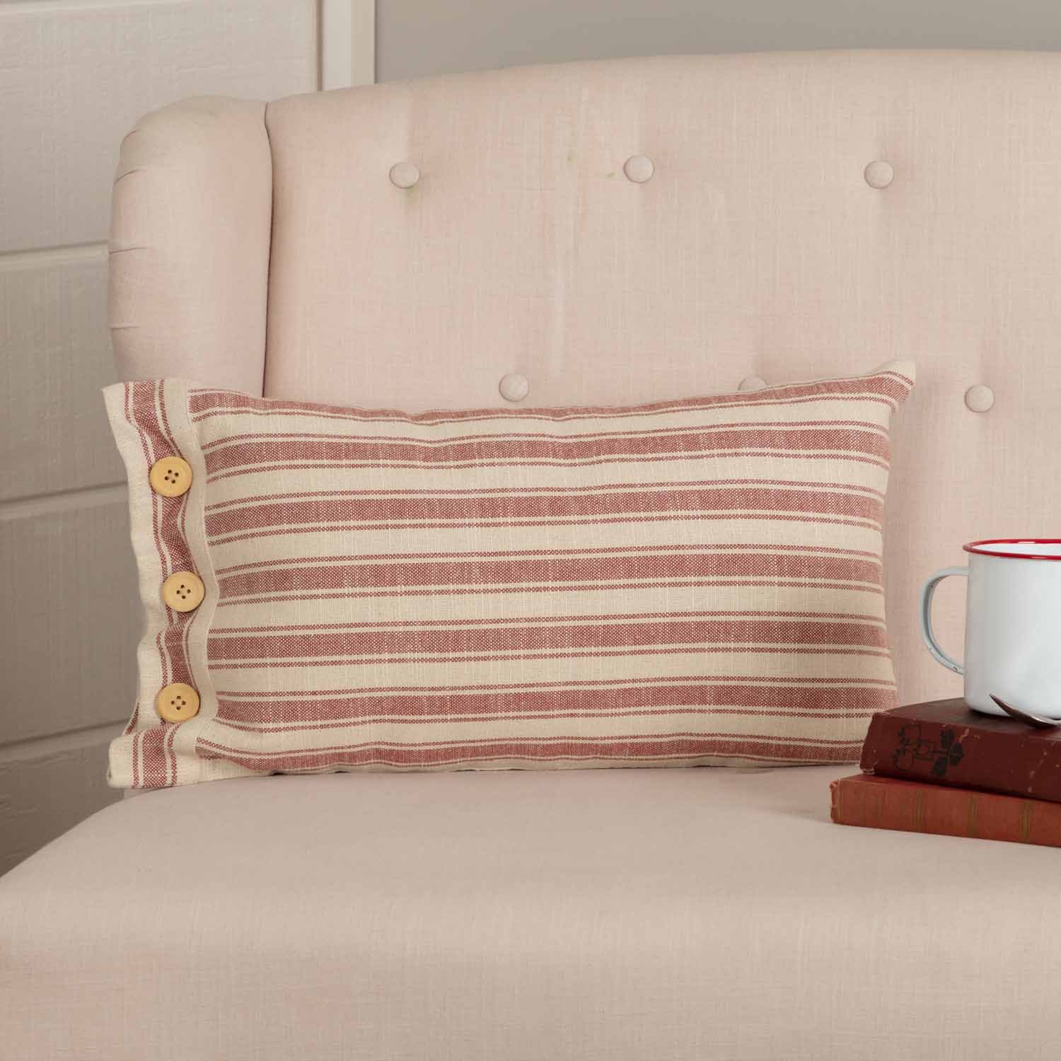 Red Ticking Stripe Throw Pillow Cover 18x18 – Southern Ticking Co.